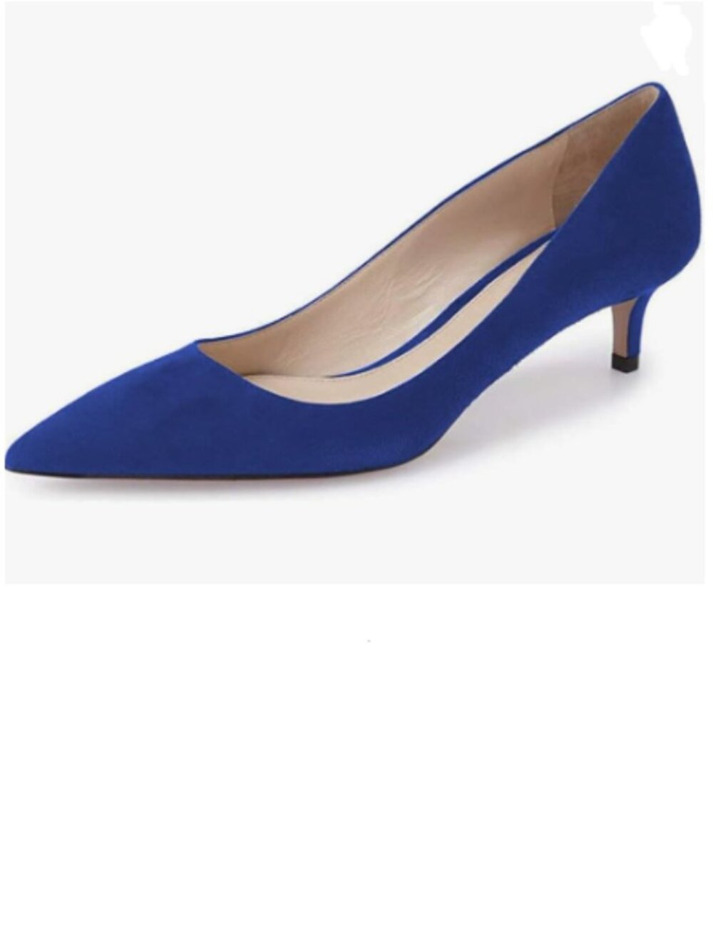 YDN Royal Blue Suede Kitten Heeled Pumps Pointed Toe Dress Shoes for Office Lady